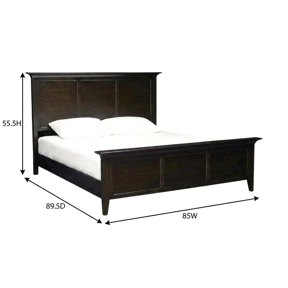 Cherry Brown Finish Platform Bed with Solid Mahogany in Transitional Style. Picture 8