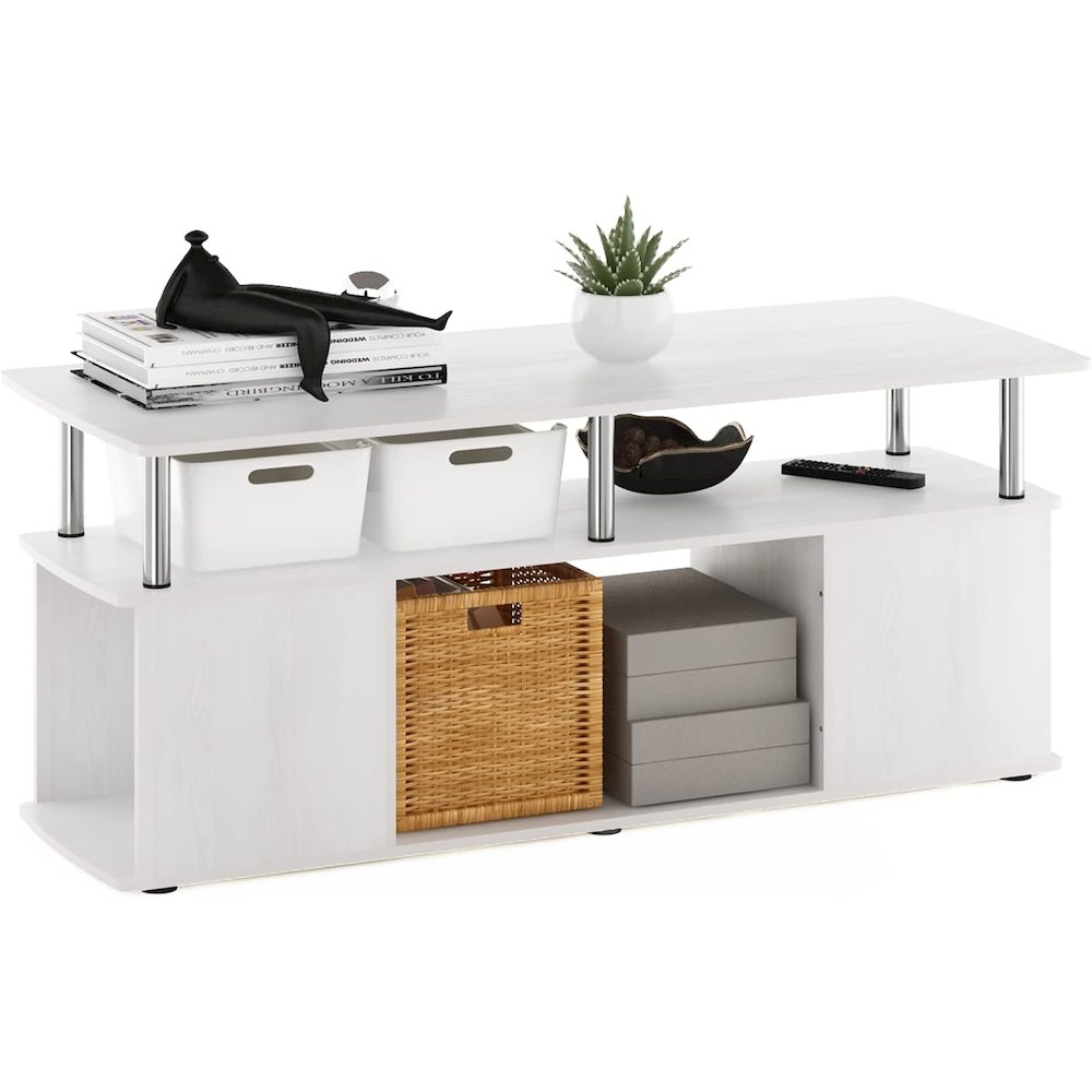 JAYA Utility Design Coffee Table, White Oak, Stainless Steel Tubes. Picture 3