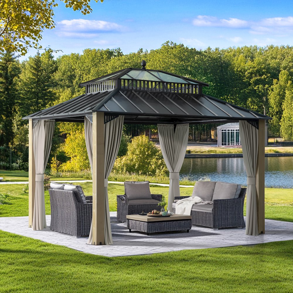 12 ft. x 10 ft. Kingston Extra-Tall, Wide Hardtop Wood Gazebo. Picture 2