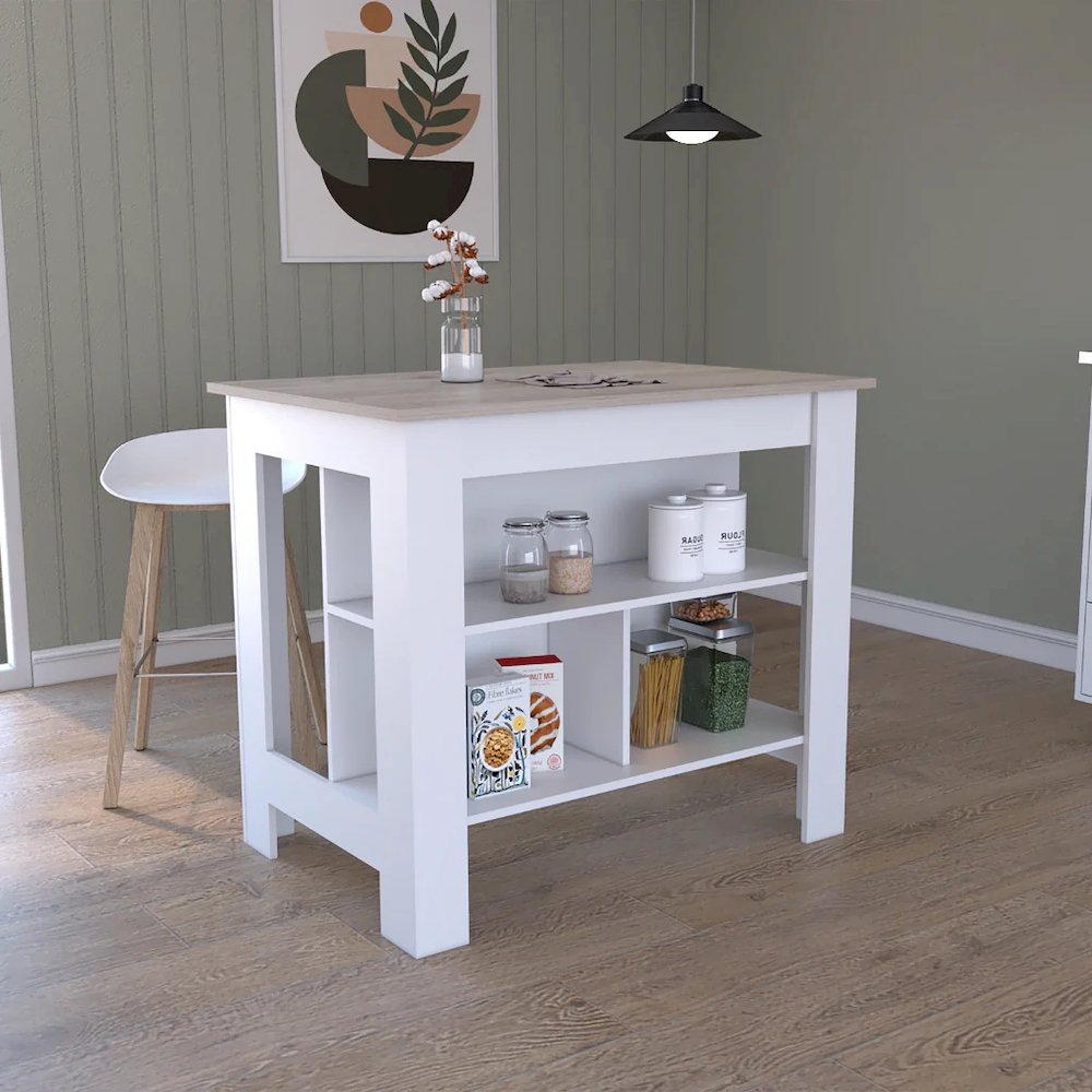 Cala Kitchen Island Anti Microbial Light Oak / White MDF. Picture 6