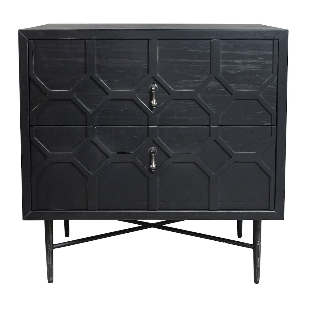 Samara 2-Drawer Small Nightstand - Black. Picture 3