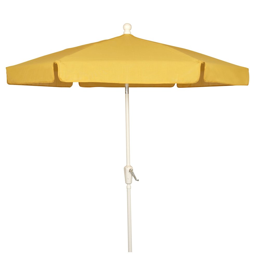 7.5' Hex Garden Umbrella 6 Rib Crank Lift In Yellow Vinyl Coated Weave. Picture 1