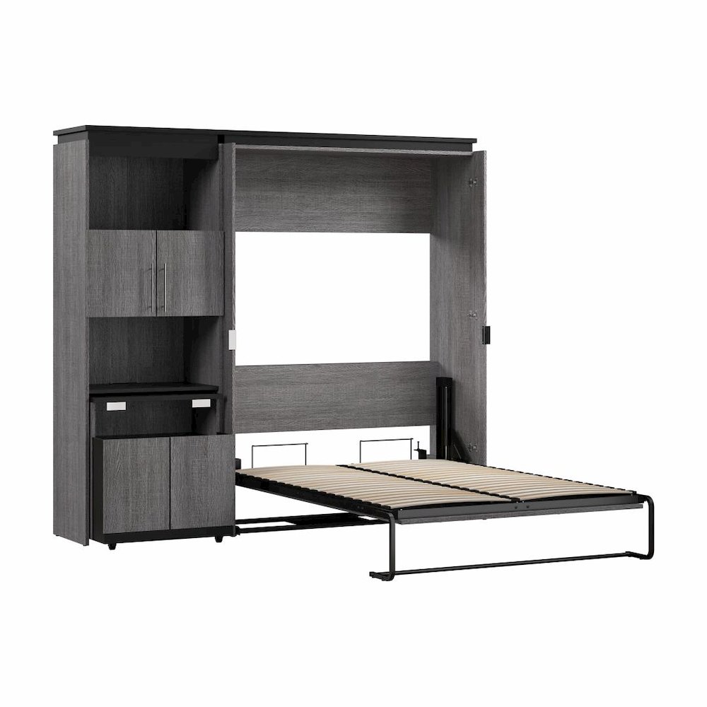Orion Full Murphy Bed with Storage Cabinet and Fold-Out Desk (91W). Picture 3