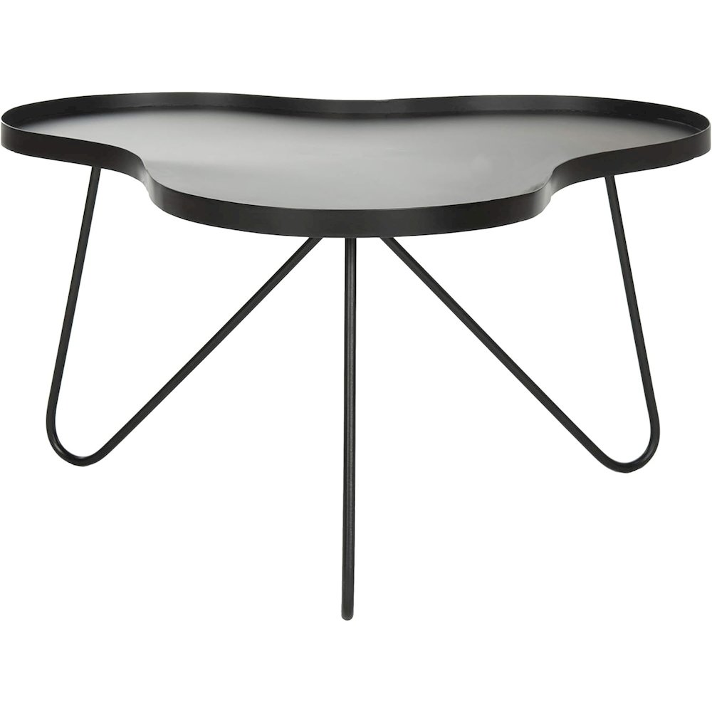 Home Collection Roe White and Black Retro Mid Century Wood Coffee Table. Picture 1