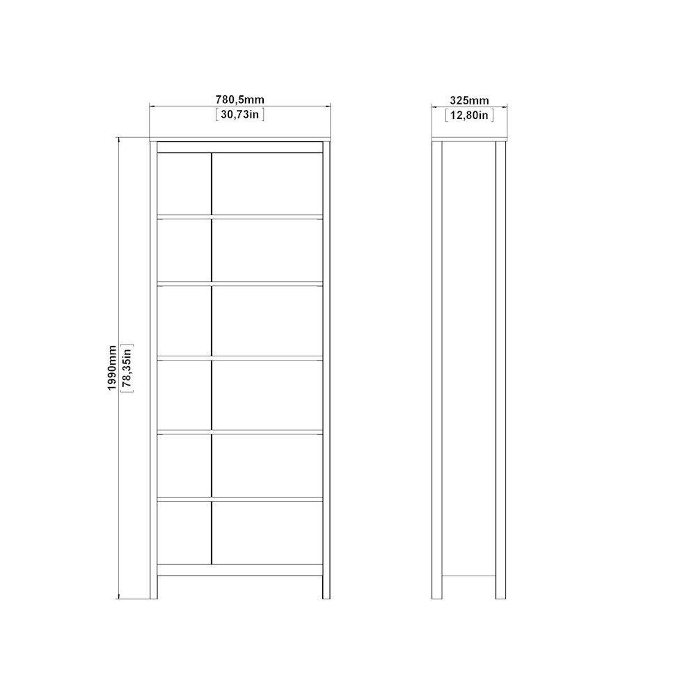 Madrid 2-Piece Tall Bookcase Set for Full Wall Storage, Matte Black. Picture 10