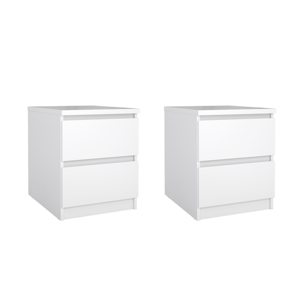 Scottsdale 2 Drawer Nightstand - Set of 2, White High Gloss. Picture 1