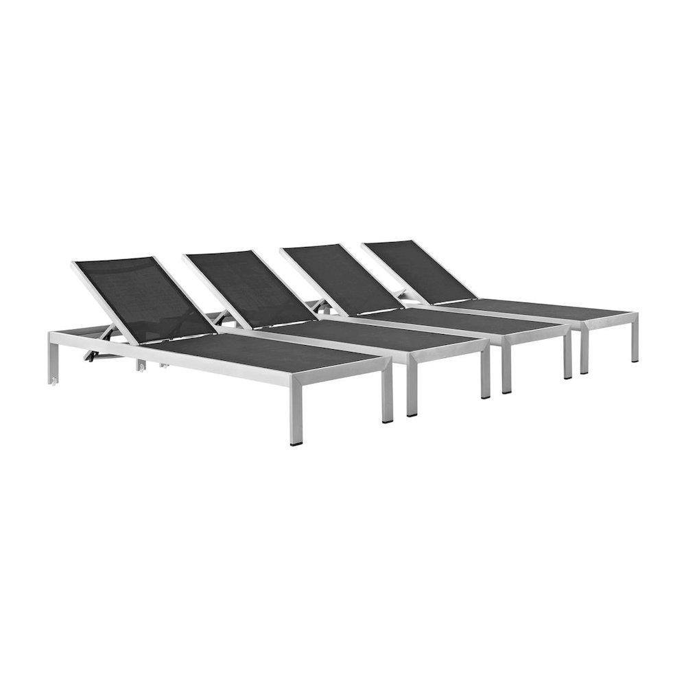 Aluminum Patio Chaise Lounge Set Of 4 With Comfortable Backrests. Picture 1