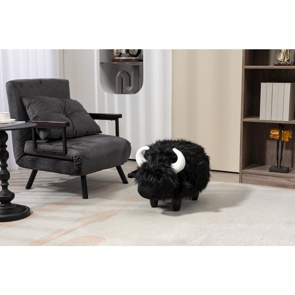 Home 2 Office Kids Harry the Cow Animal Sorage Ottoman Stool - Black Fur. Picture 6