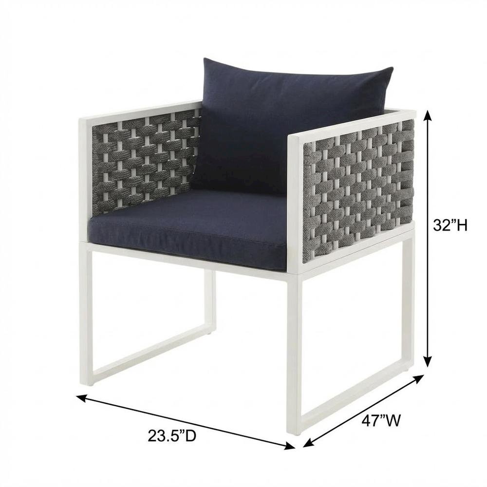 Aluminum Outdoor Patio Dining Armchair Set Of 2 With Cushioned Seating. Picture 7