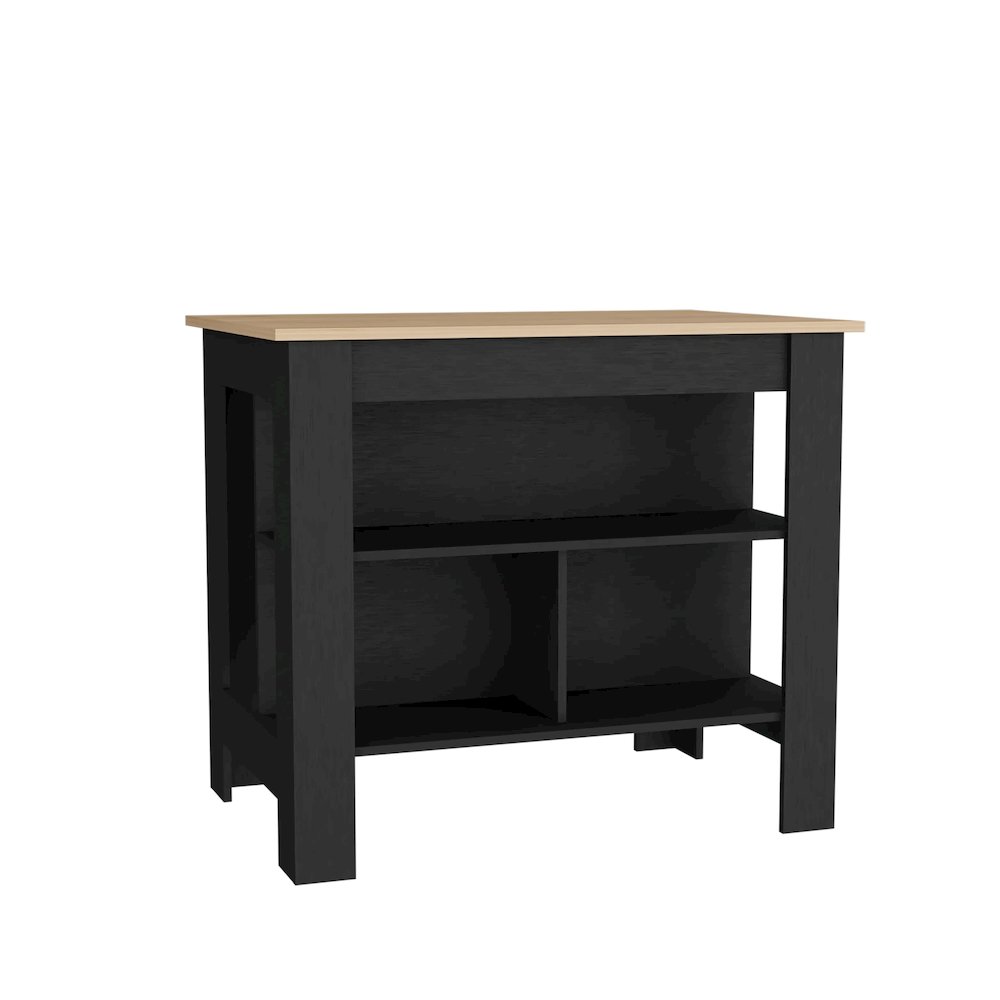 Cortes Kitchen Island Black- Light Pine MDF. Picture 2