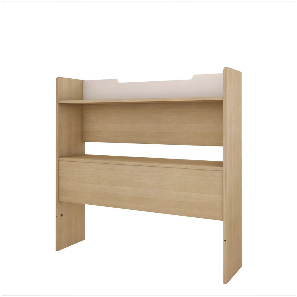 Bookcase Headboard, Twin|Natural Maple & White. Picture 1