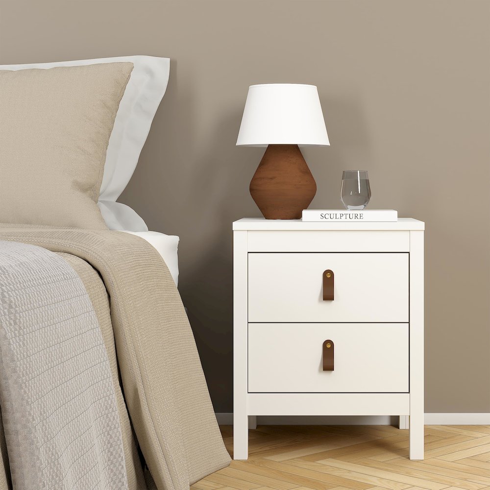 Madrid 2 Drawer Nightstand - Set of 2, White. Picture 3