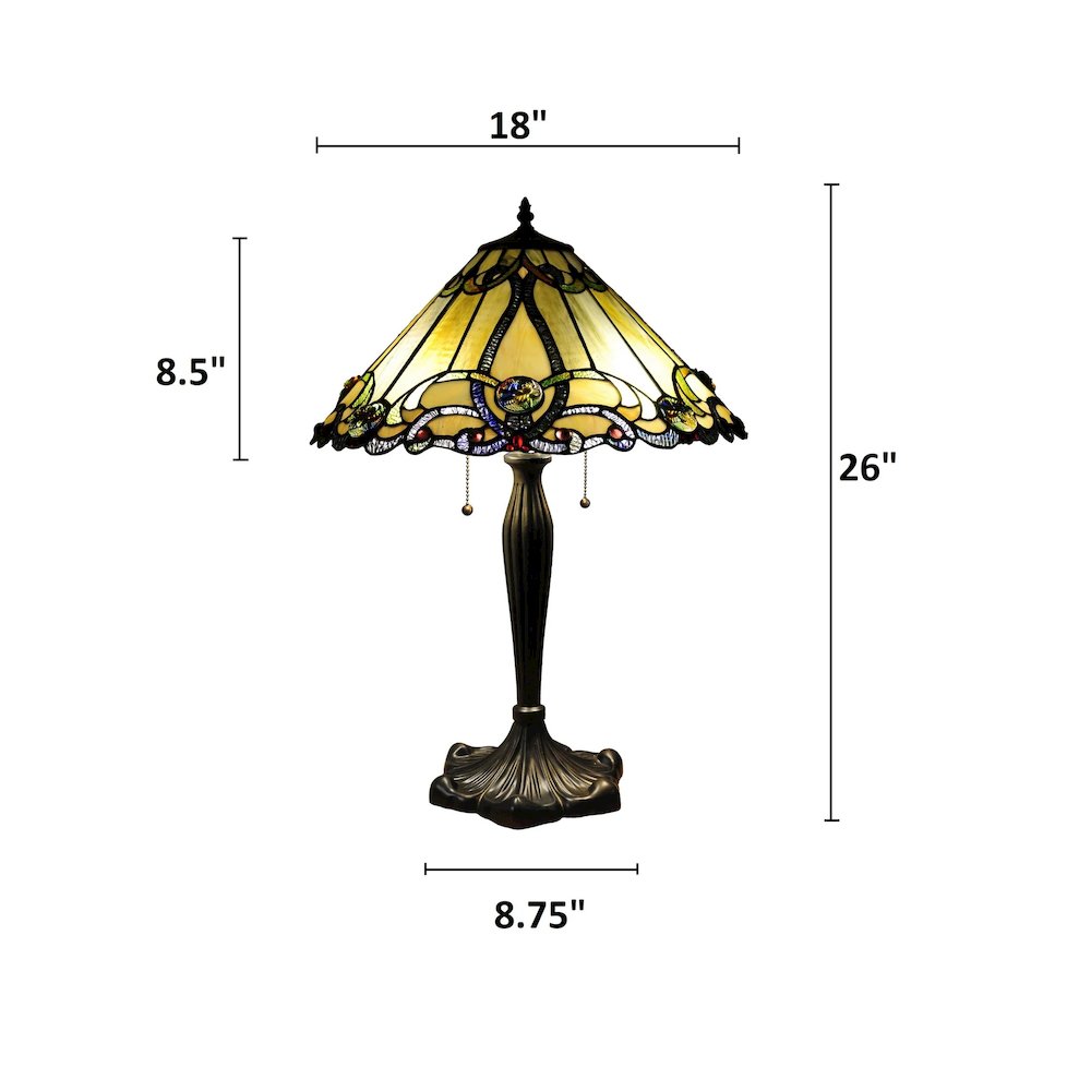 MAJESTIC GRANDEUR Tiffany-style 2 Light Victorian Table Lamp 18" Shade. Picture 4