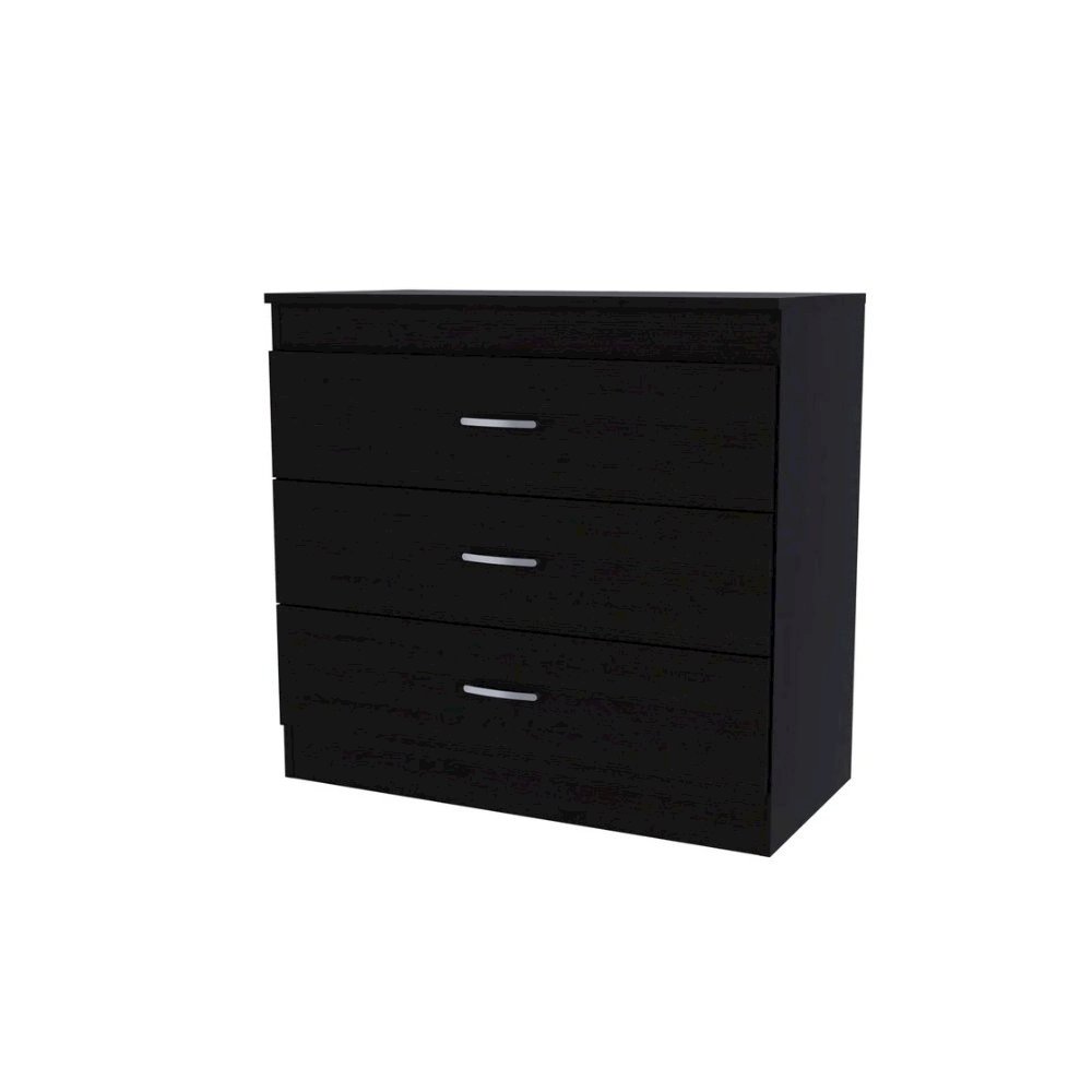 Melia Three Drawer Dresser Black MDF. Picture 2