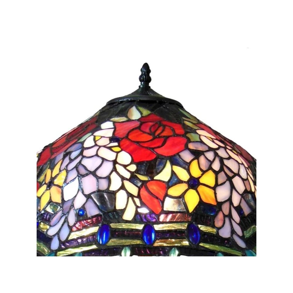 CARRELL Tiffany-style 3 Light Roses Table Lamp 20" Shade. Picture 4