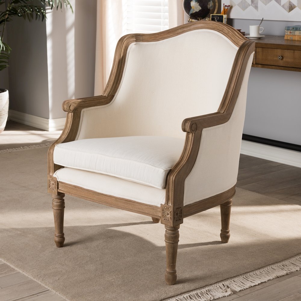 Baxton Studio Charlemagne Traditional French Accent Chair-Oak. Picture 7