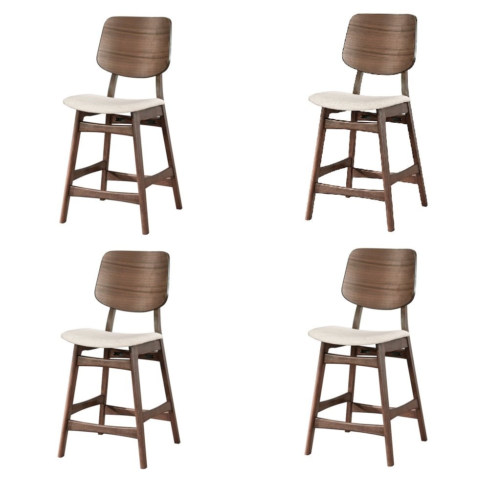 Oscar Wood Counter Chair in Walnut/Natural Beige (Set of 4). Picture 1