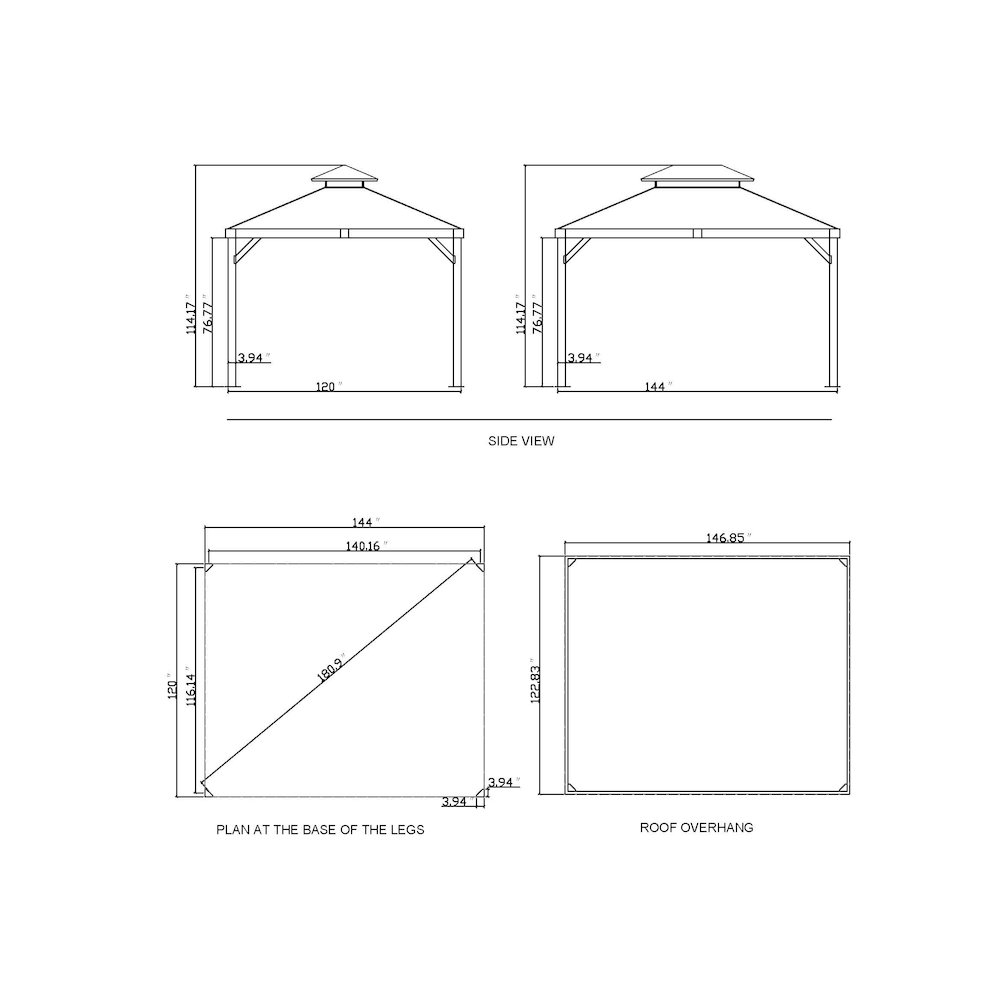Yosemite Gazebo Aluminum frame wood finish 10 x 12. Picture 5