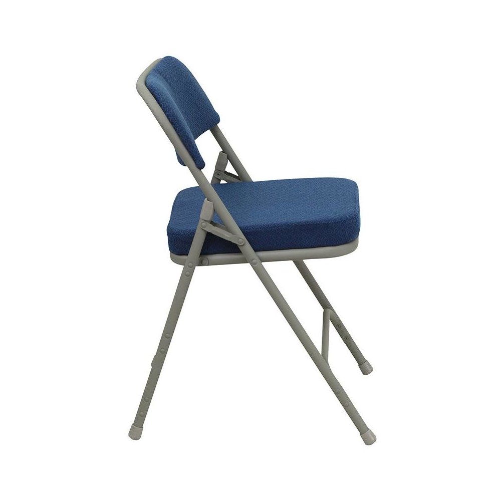 4 Pk. Triple Braced & Double Hinged Navy Fabric Metal Folding Chair. Picture 2