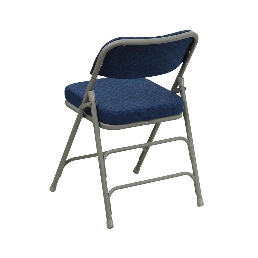 4 Pk. Triple Braced & Double Hinged Navy Fabric Metal Folding Chair. Picture 3