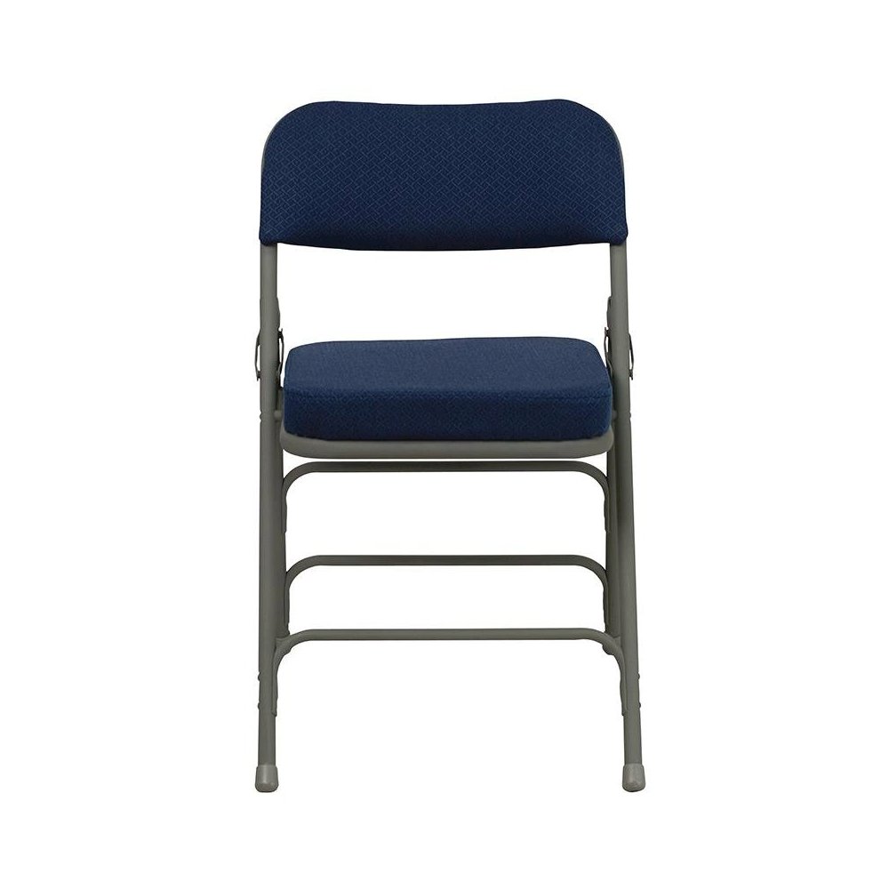 4 Pk. Triple Braced & Double Hinged Navy Fabric Metal Folding Chair. Picture 4