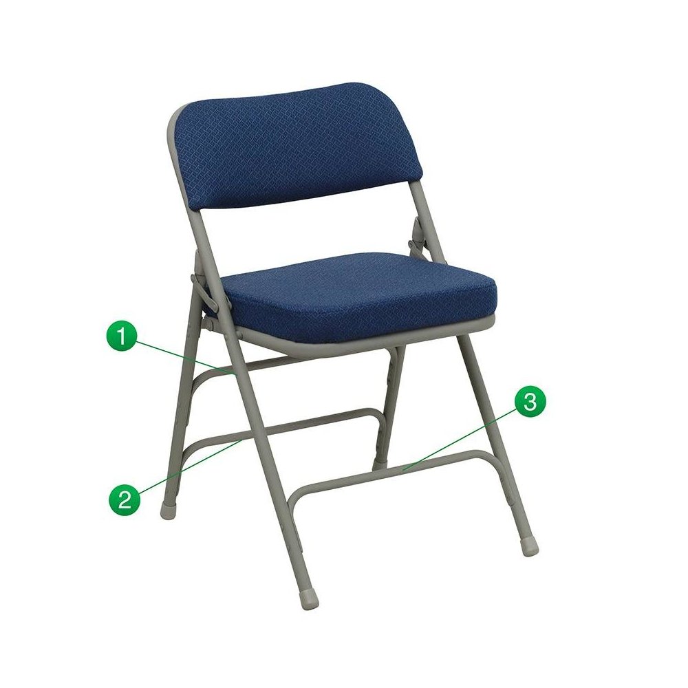 4 Pk. Triple Braced & Double Hinged Navy Fabric Metal Folding Chair. Picture 5