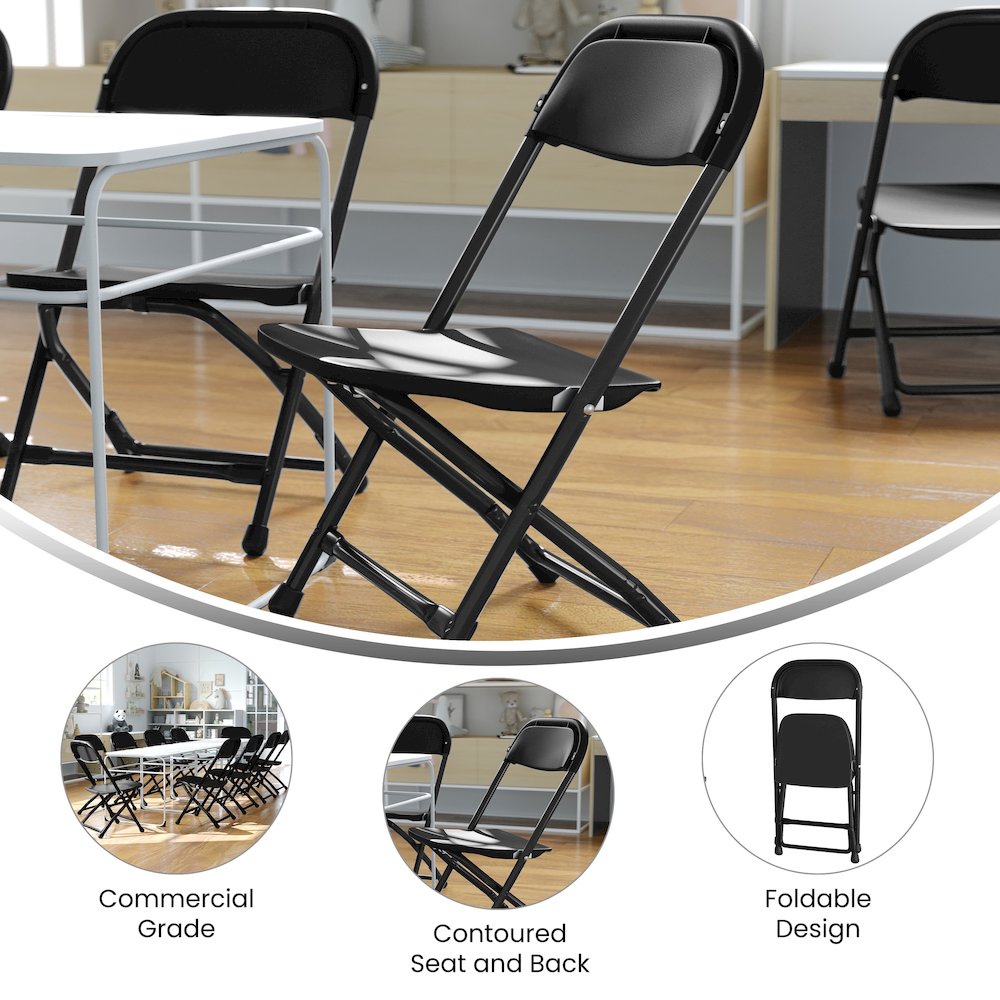 2 Pk. Kids Black Plastic Folding Chair. Picture 5