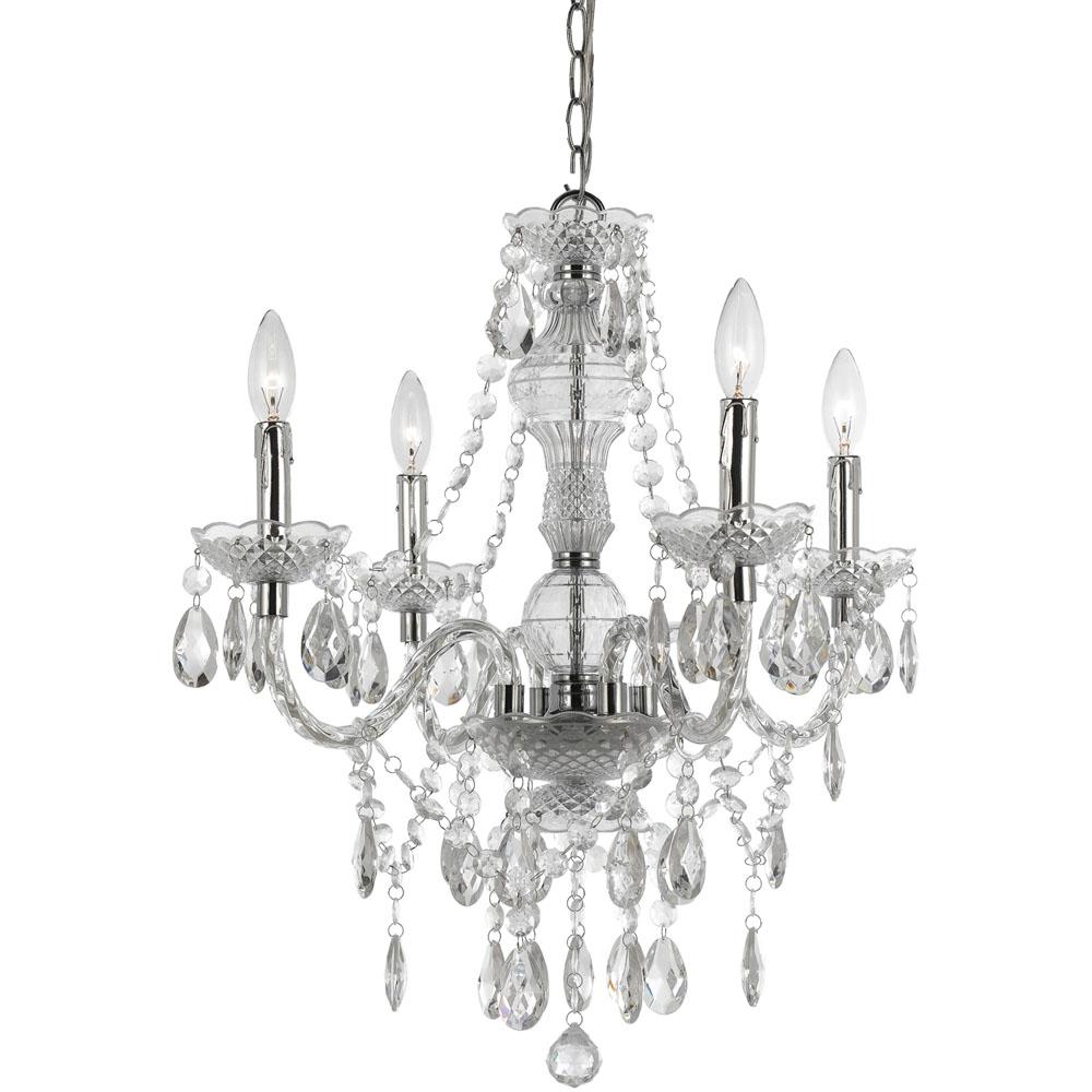 Naples Mini Chandelier, 4-60W Candle Bulbs, 23"HX21"D,  Hardwire Option. Picture 1