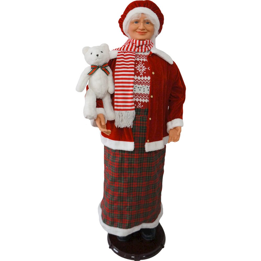 58" Dancing Mrs. Claus with Teddy Bear (Dancing/Music). Picture 1