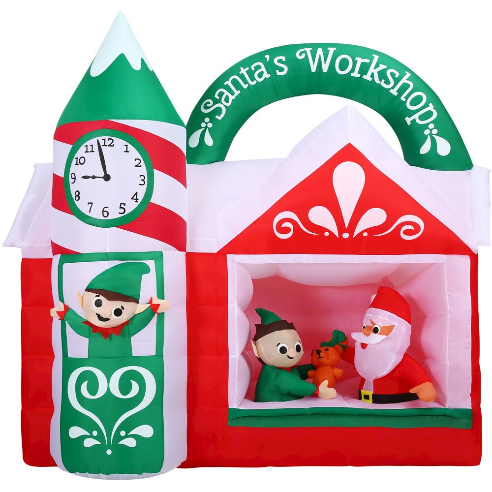 6ft Inflatable Santa's Workshop w/ Lights. Picture 1