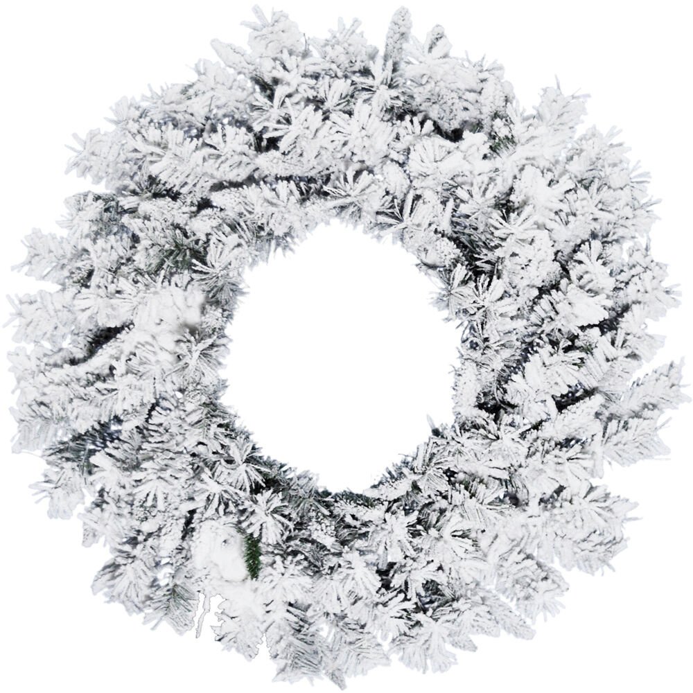 CT 24" White Pine Snowy Wreath, No Lights. Picture 1