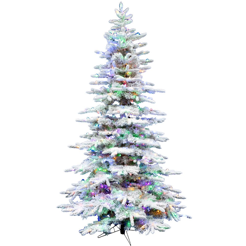 CT 6.5' White Pine, Snowy Tree, 8F Multi LED Lights, EZ Connect. Picture 1