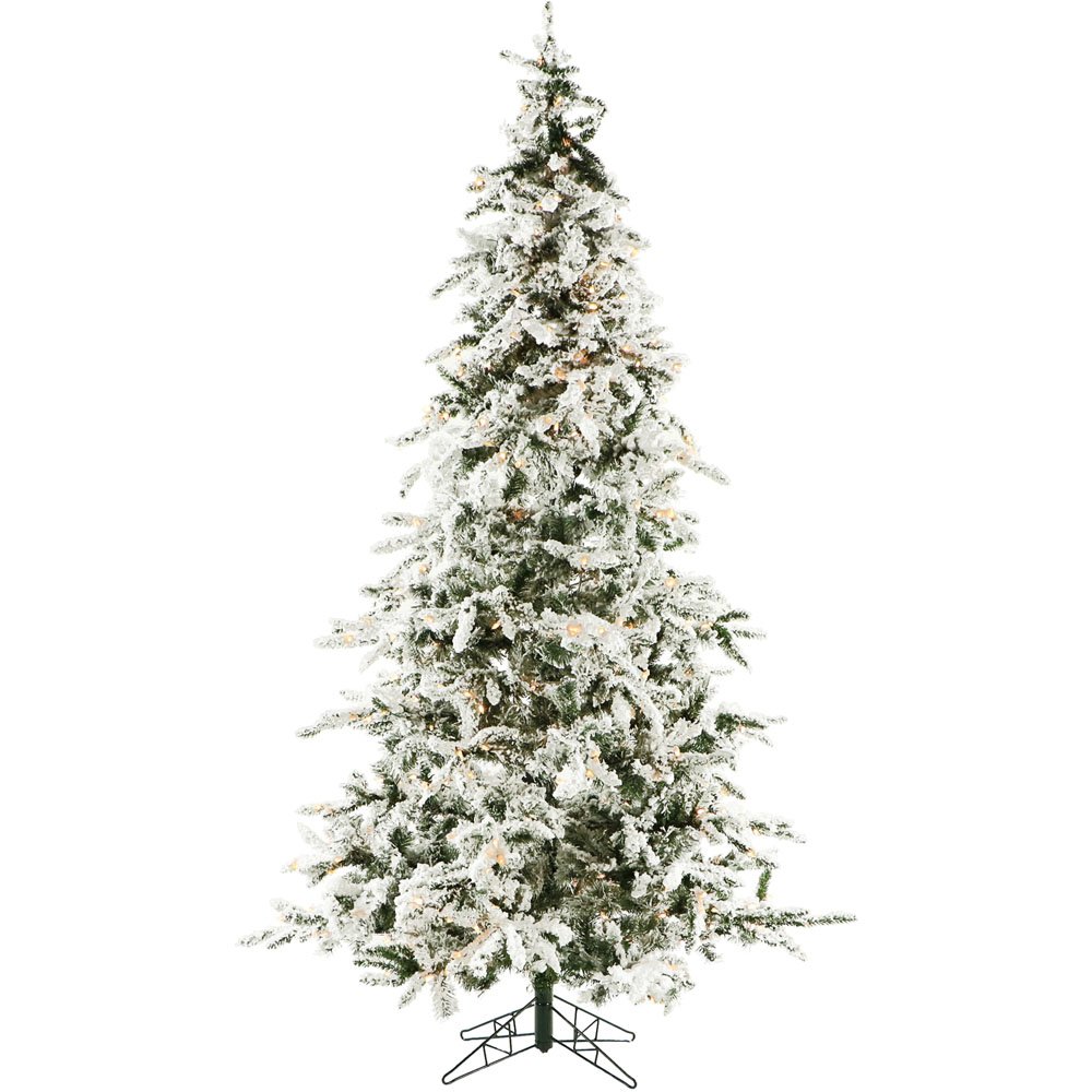 Christmas Time 7.5' White Pine, Snowy Tree, Clear LED Lights, EZ Cnct. Picture 1