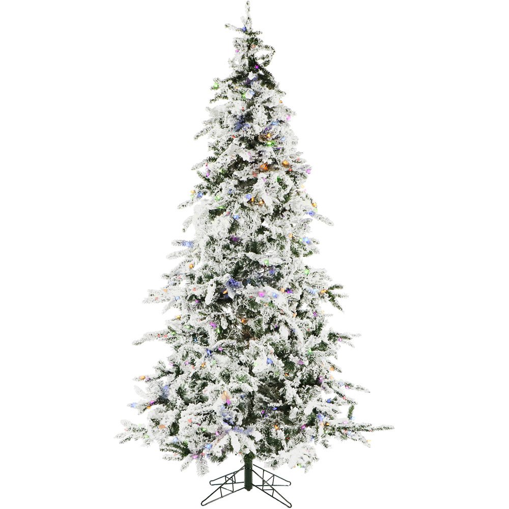 Christmas Time 7.5' White Pine, Snowy Tree, Mlti LED Lght, EZ Cnct, Rmte. Picture 1