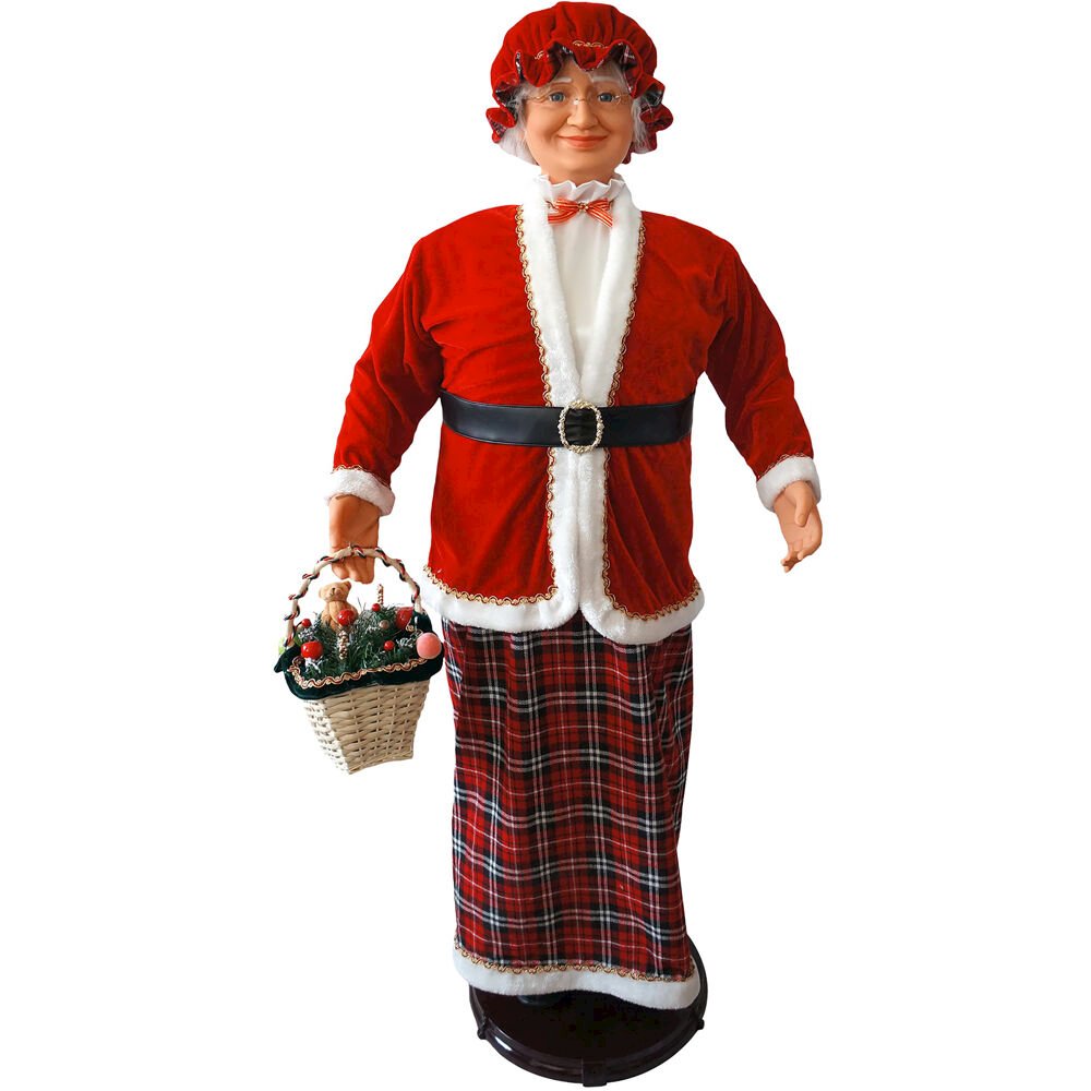 58" Mrs Claus With Basket (Dancing/Music). Picture 1