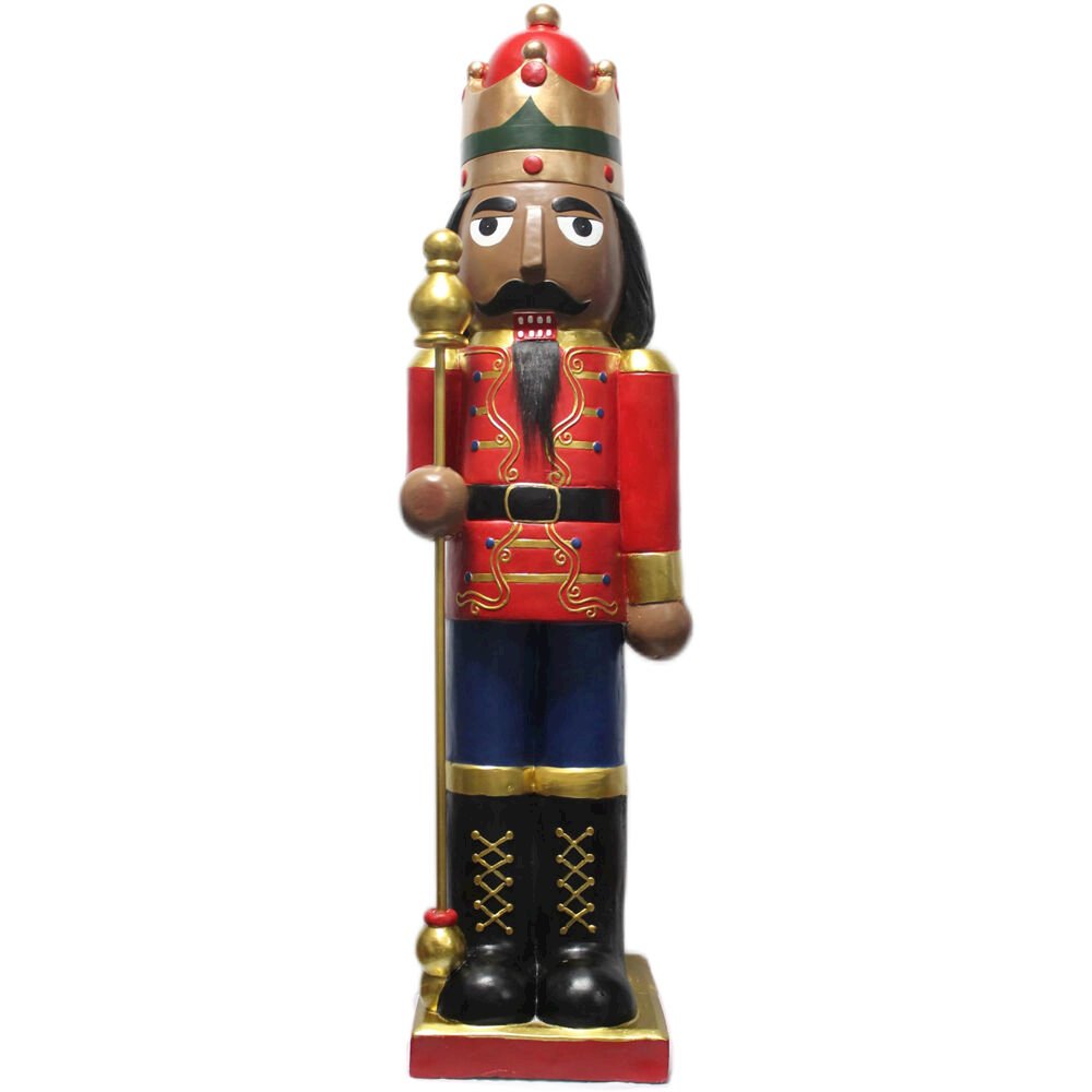 48" African American Nutcracker Holding Staff - Unlit, 15x11x48H. Picture 1