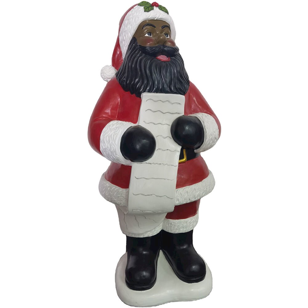 FHF 36" Resin Traditional African American Santa with List. Picture 1