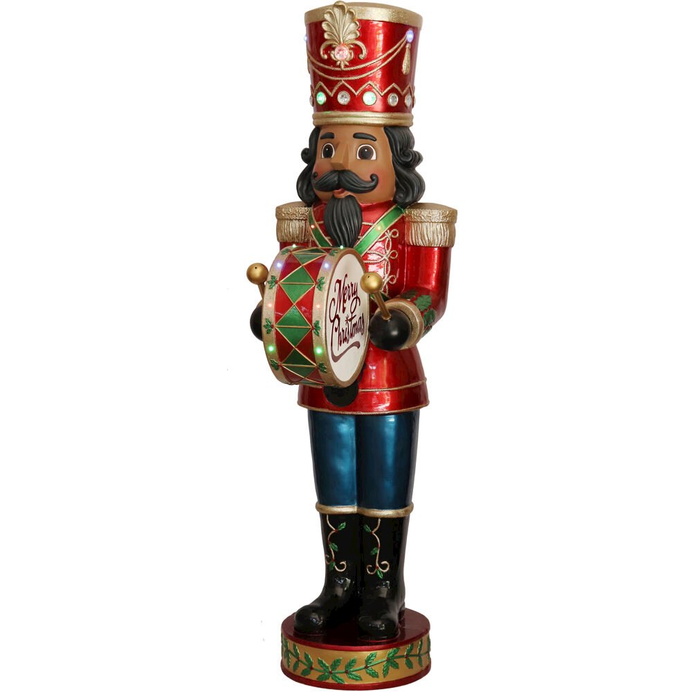 FHF 60"H LED Lit Nutcracker w/Moving Hands, Music&Timer-African American. Picture 1