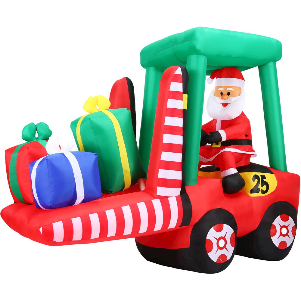 6ft Inflatable Santa in Fork Lift with Lights. Picture 1
