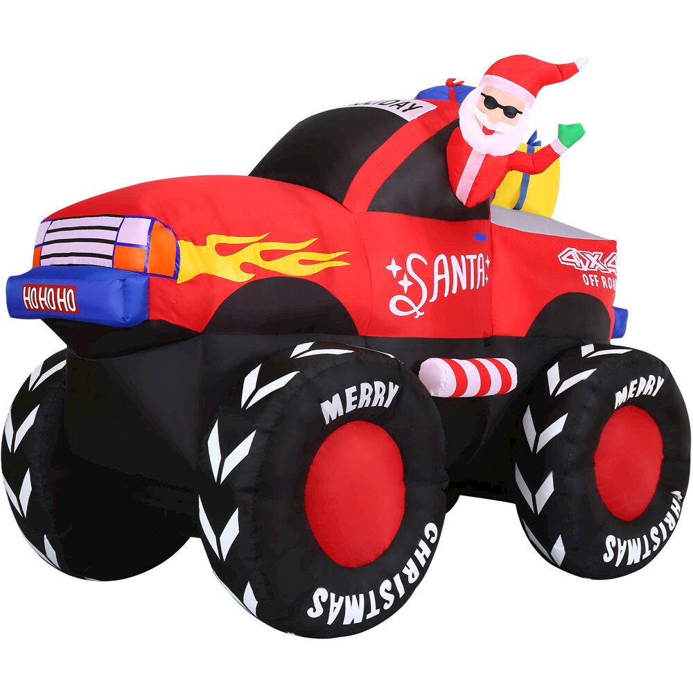 7ft Inflatable Santa in Monster Truck with Lights. Picture 1