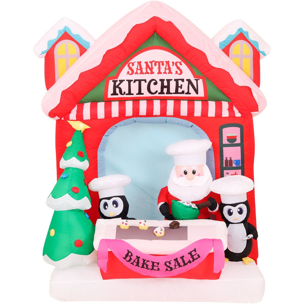 7ft Inflatable Santa's Kitchen w/ Lights. Picture 1