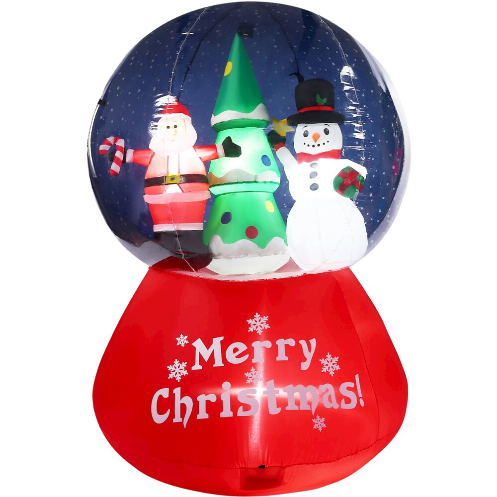 6ft Inflatable Santa Snowman Snowglobe w/ Lights. Picture 1