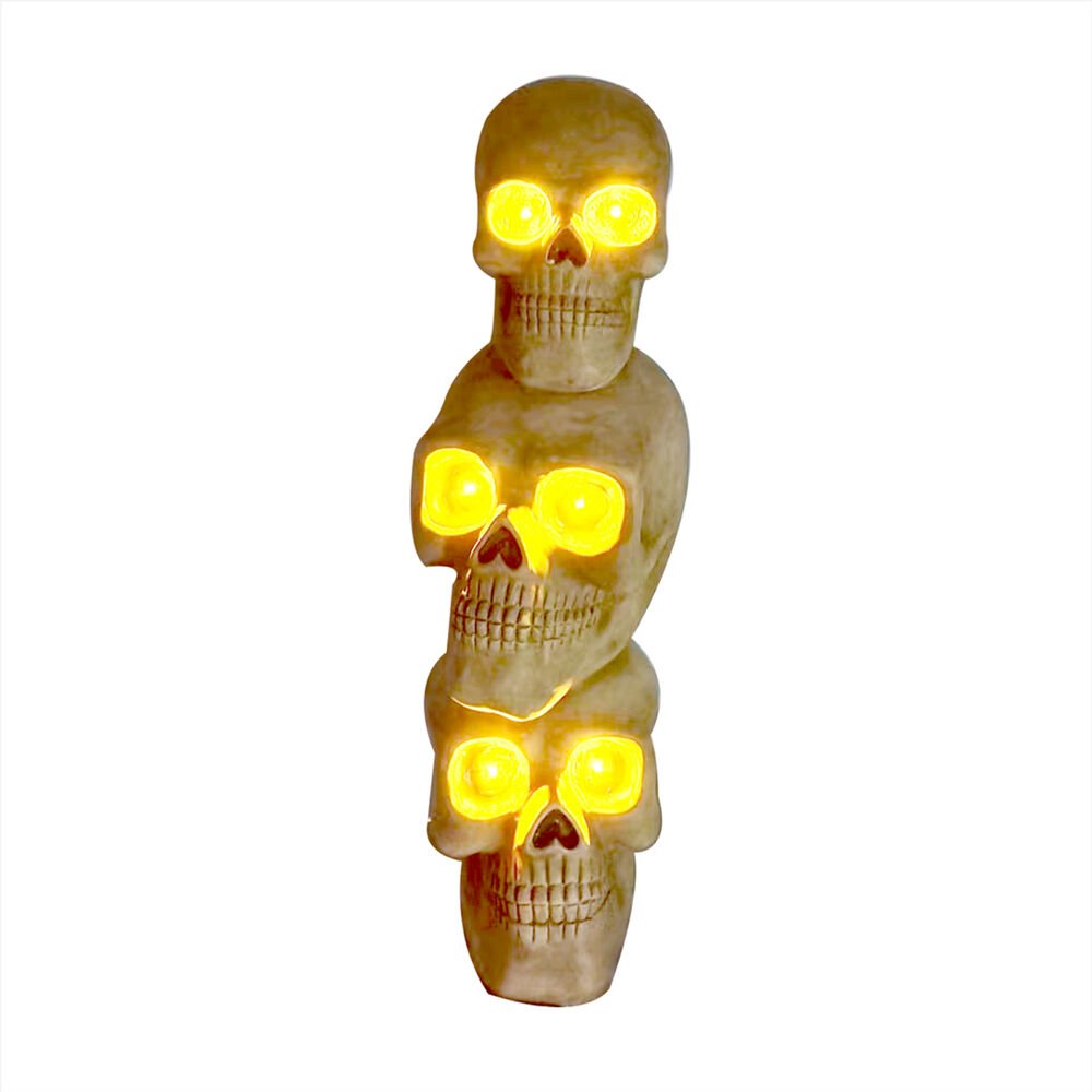 HHF 37" MGO 3-Skull Stack with Warm White LED Eyes. Picture 1
