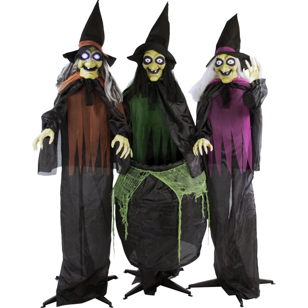 3 Standing Witches with Cauldron, Animation and Lights. Picture 1