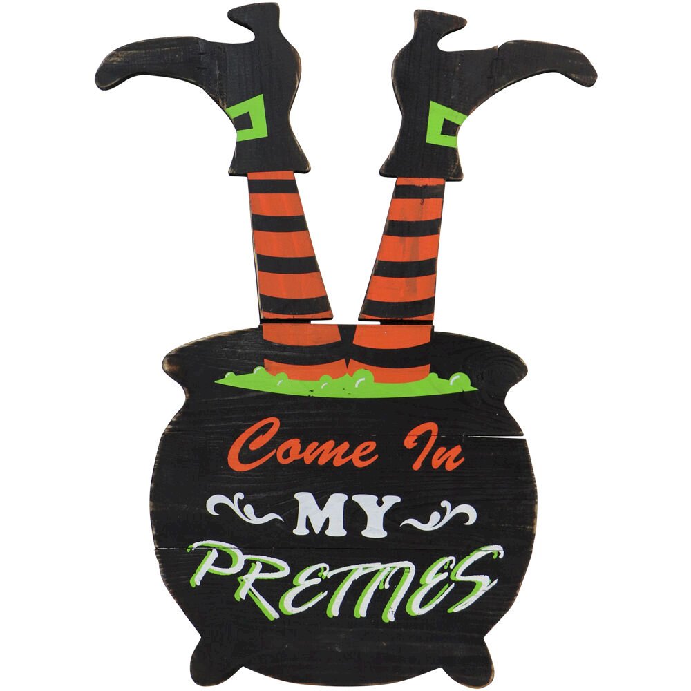 24" Witch Cauldron with Legs Yard Stake. Picture 1