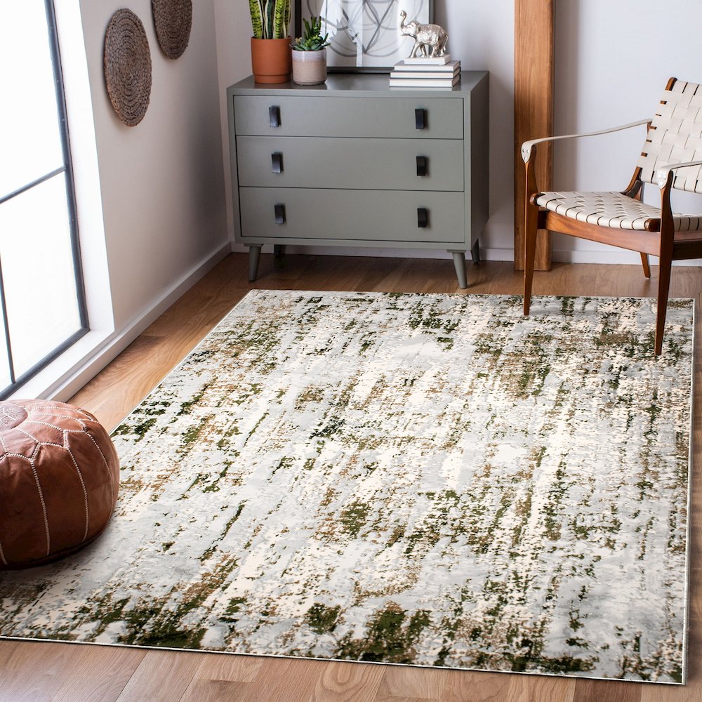 ARIELLA Grey/Green 3 x 10 Indoor Rug. Picture 6