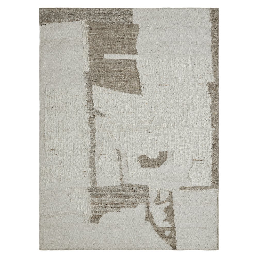 Grace 5'3" x 7'3" ft Handwoven Indoor Rug, Ivory/ Stone. Picture 1