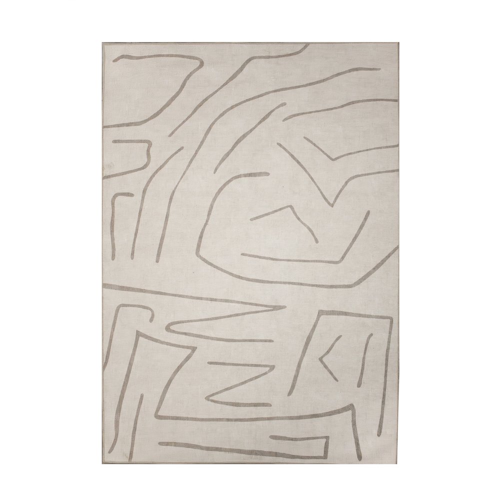 Chloe 5' x 7'3" ft Handwoven Indoor Rug, Cream/ Beige. Picture 1
