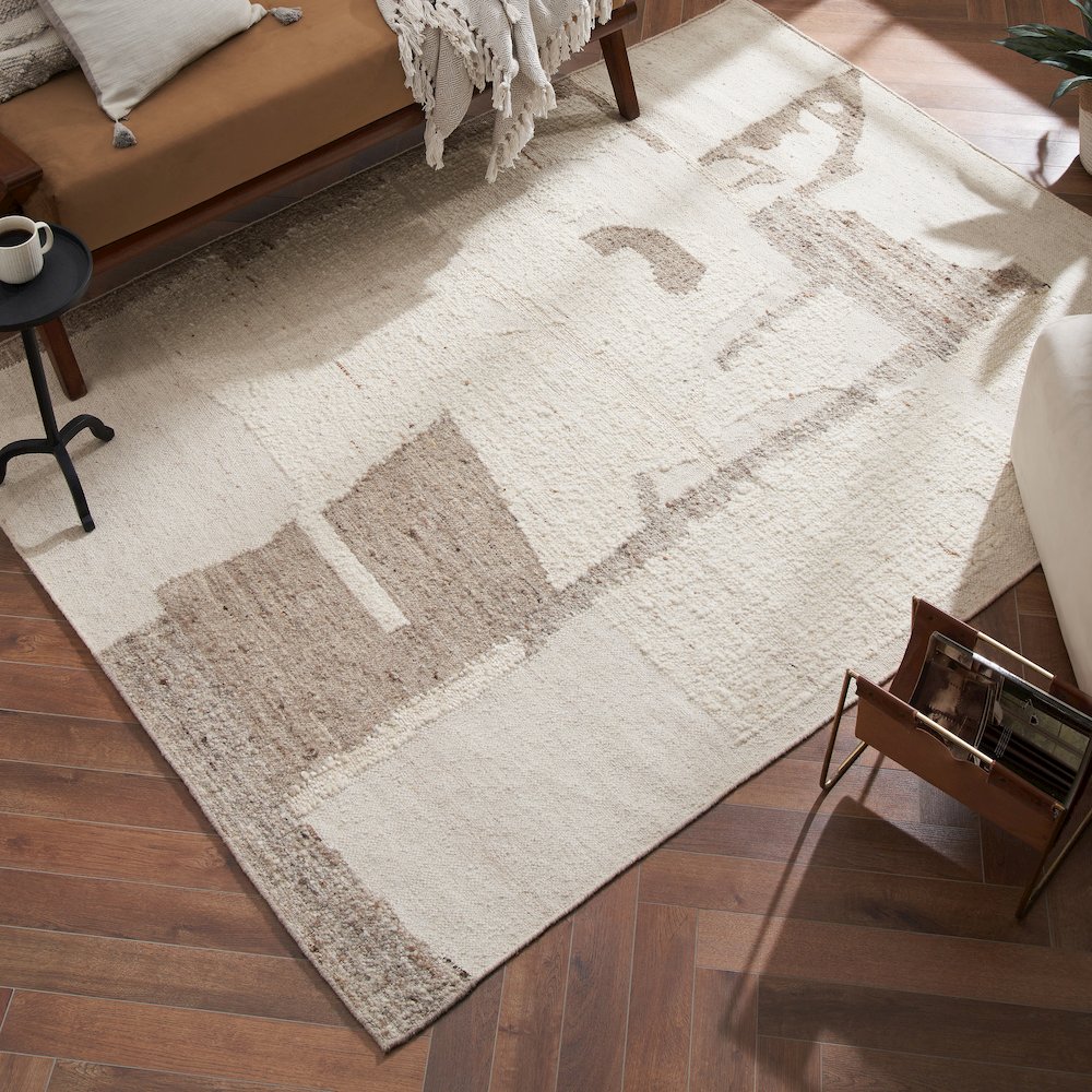 Grace 5'3" x 7'3" ft Handwoven Indoor Rug, Ivory/ Stone. Picture 2