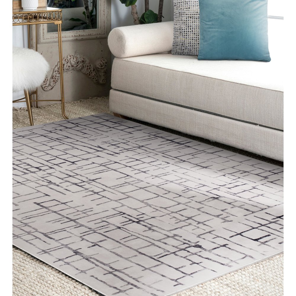 ARIELLA Grey/Blue 5 x 8 Indoor Rug. Picture 7